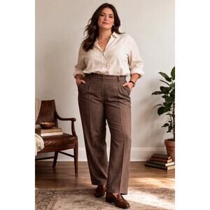 VTG Pendleton Wool Trousers Pants Brown Micro Houndstooth Check Petite 16P USA